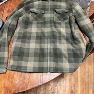 Olive Green Plaid Lightweight Shirt Jacket
